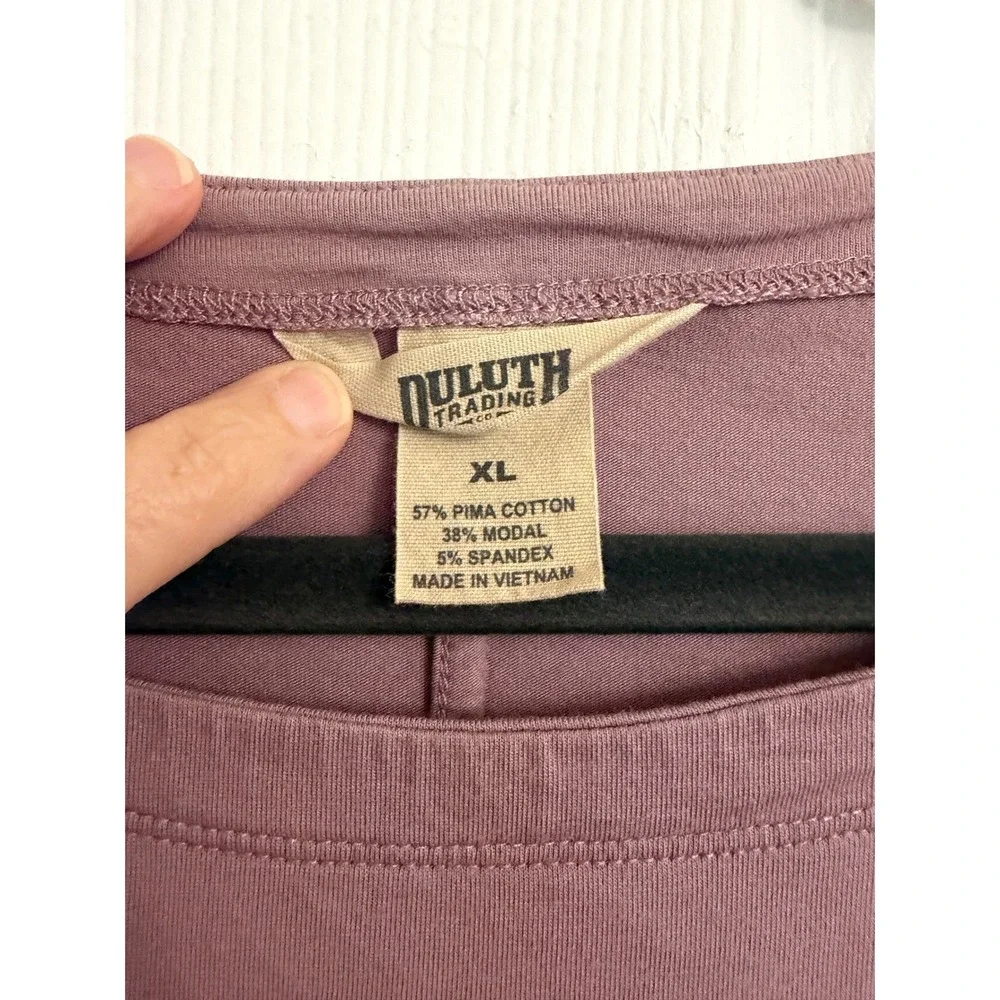 Duluth Trading Co Pima Cotton Modal Tunic Top Purple XL Long Sleeve Side Slit - Picture 3 of 7